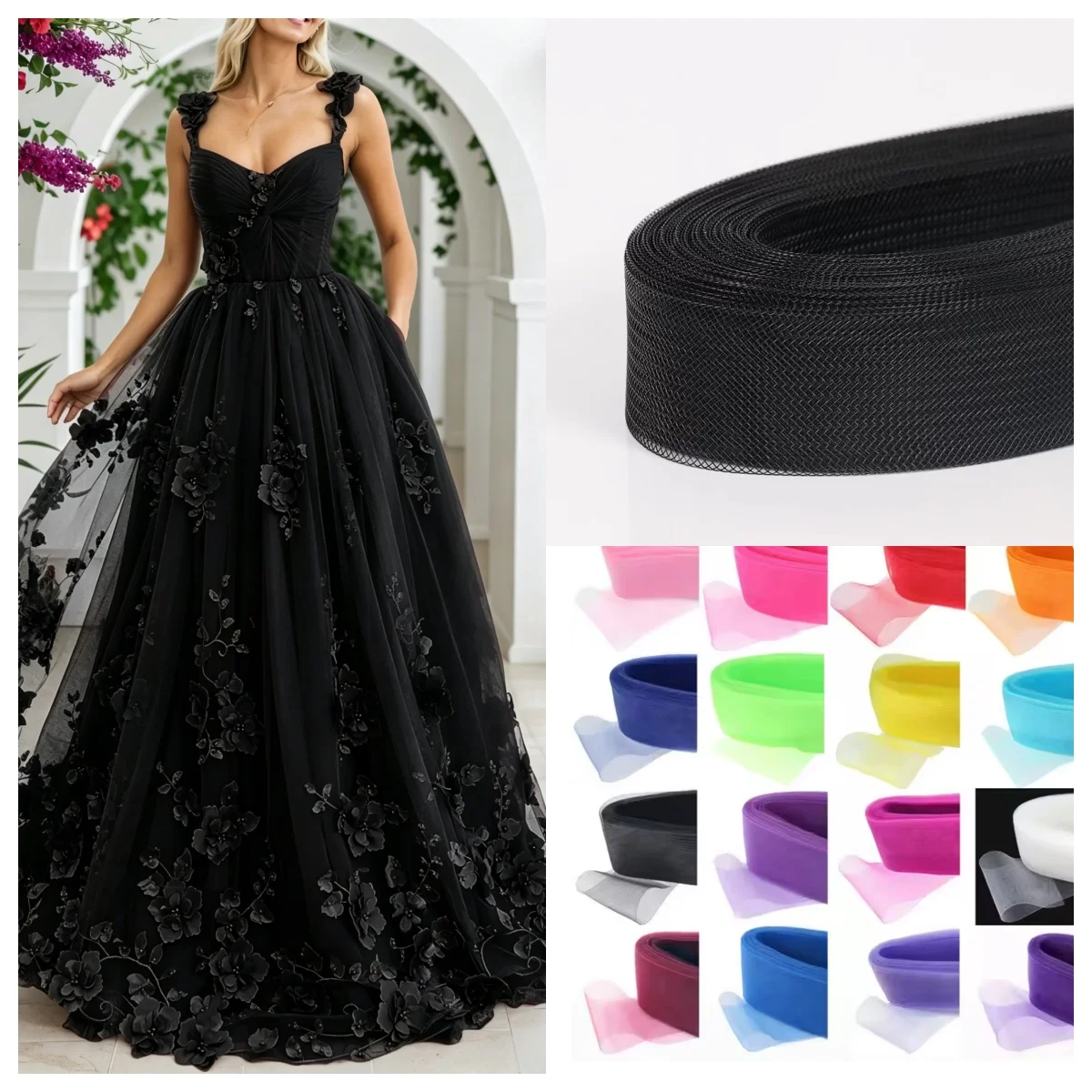 Polyester Soft Mesh Ribbon Flat Plain Crinoline Horsehair Braid for Hat Making Wedding Dress DIY Craft Supplies
