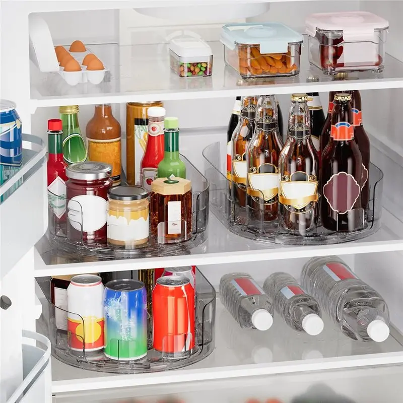 A67P-1 Pack 360° Rotating Lazy Susan For Refrigerator, 13.5''X8.5'' Clear Lazy Susan Turntable For Refrigerator Organizers