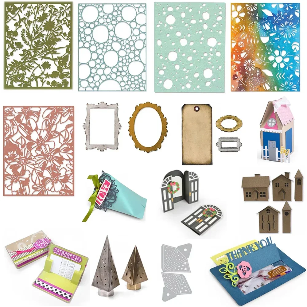 Hohl sprudeln/Blätter/Blumen Hintergrund Stanzformen Falten Haus Bevorzugung Box Baum gestanzt für DIY Scrapbooking Karte Handwerk machen