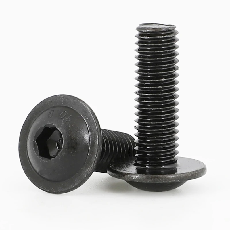 10 peças m3 m4 m5 m6 m8 m10 parafusos de cabeça de botão de flange sextavada 10.9 parafusos allen pretos de alta resistência comprimento 6mm a 40mm