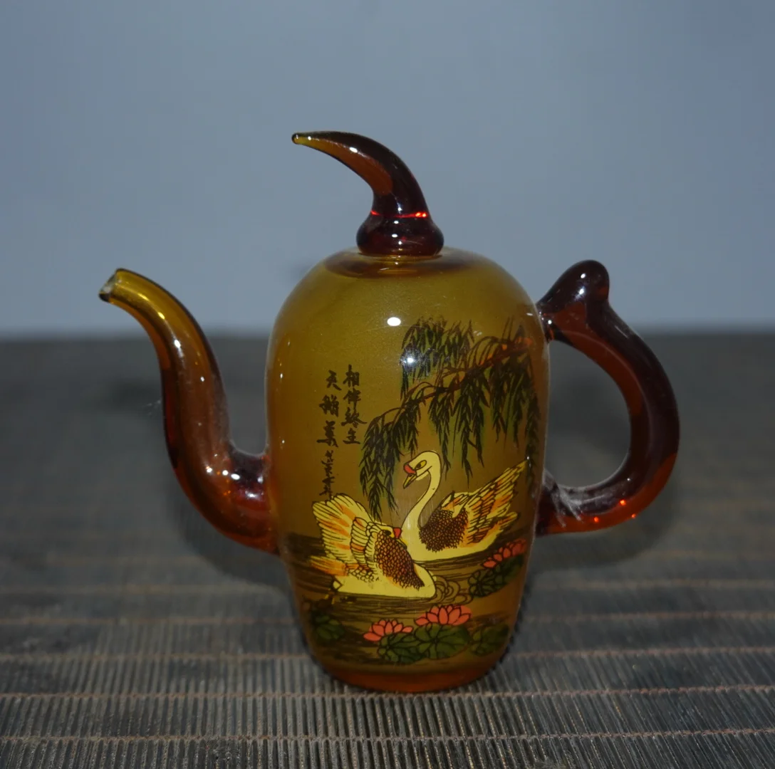 Collection Glass Landscape Snuff Bottle Chinese Handwork Bottle China Small Teapot