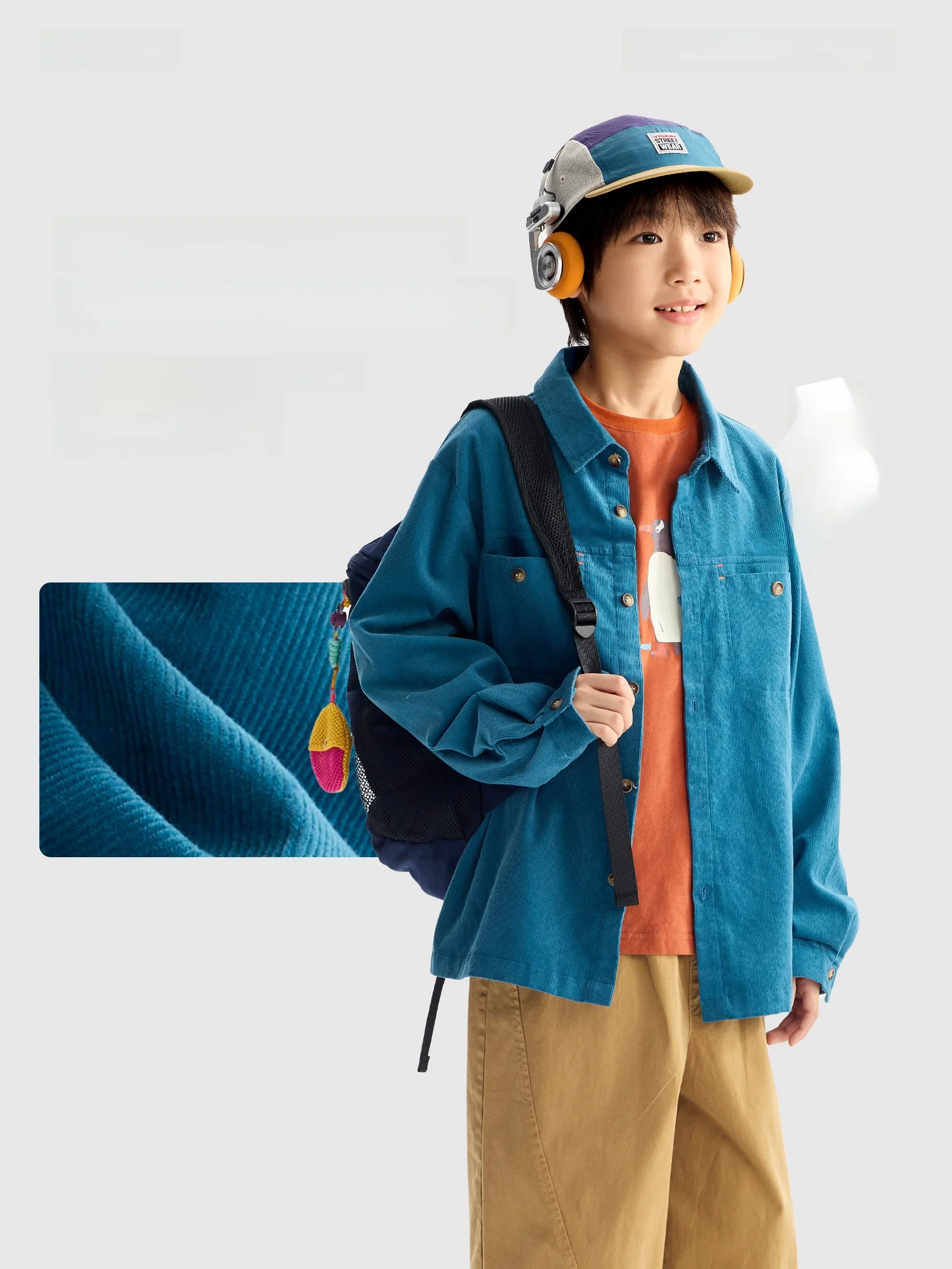 Corduroy Shirt Jacket for Boys Autumn New Arrival Children's Clothing Retro Style Long Sleeve Flip Collar Warm Outerwear