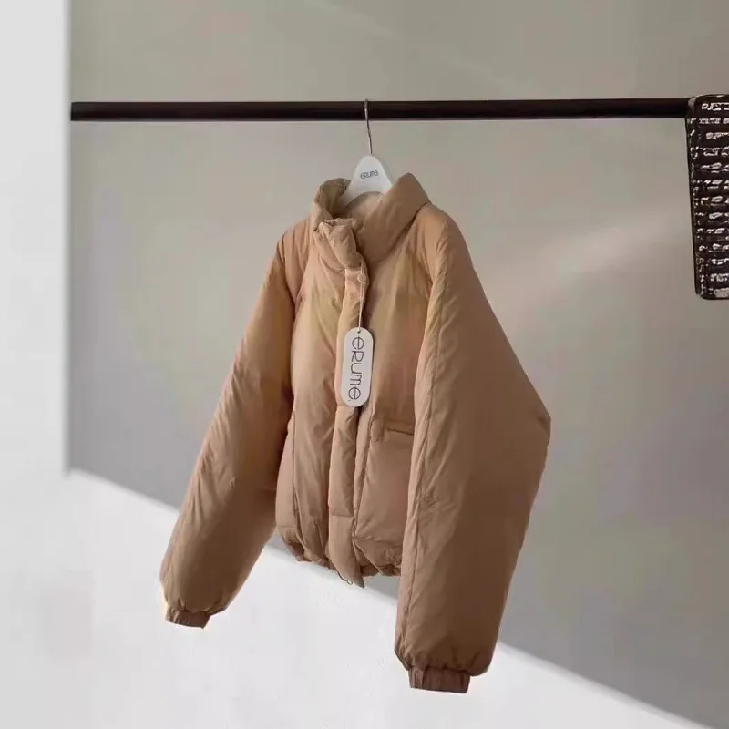 ERUME Double face porter DongDng hiver Thiened chaud col montant duvet d'oie Jaet Faionable dame trajet Sle manteau