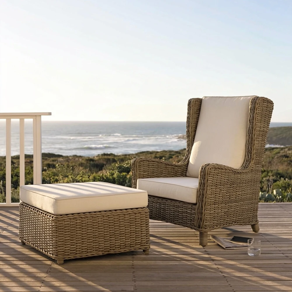 Club Chair Hand Woven Rattan Full-Welded Aluminum Frame Outdoor Luxury Resort Villa Custom Made Bespoke Waterproof Hotel Park