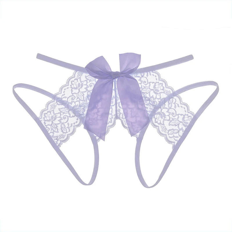 

【G】Women's Sexy Bow Open-Crotch Lace G-string Hollow Panties Underwear Breathable Comfortable Fashionable