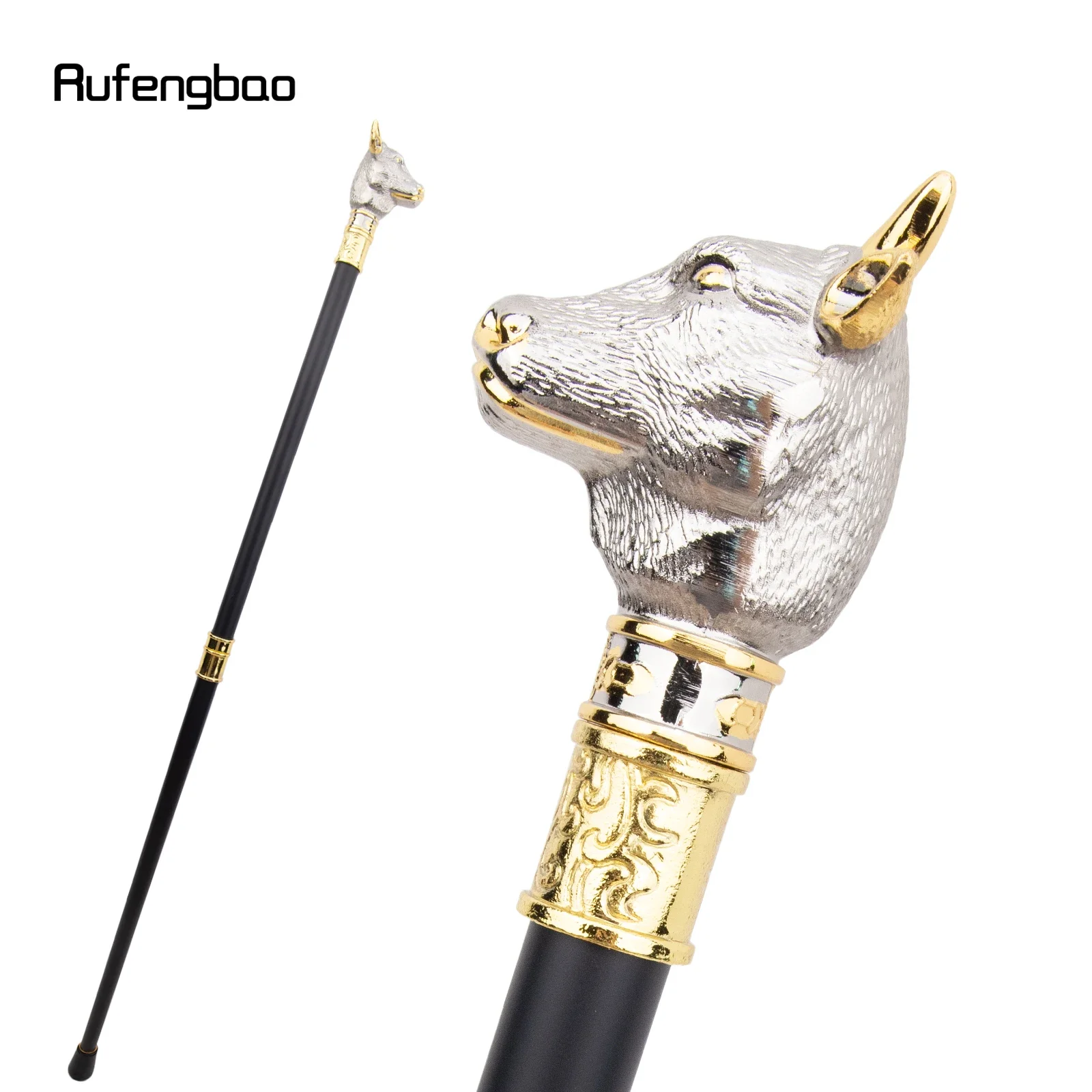 Golden White Bull Cattle Gentleman Bullfight Walking Cane Fashion Walking Stick Gentleman Crosier Knob Walking Stick 92cm