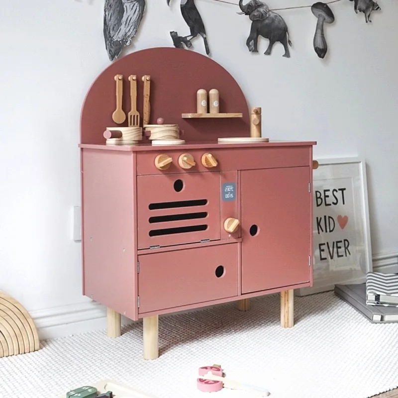 Large Imaginative Montessori Wooden Cooking Kitchen Play Set Educational Pretend Play Role Playing Toys for Kids Box