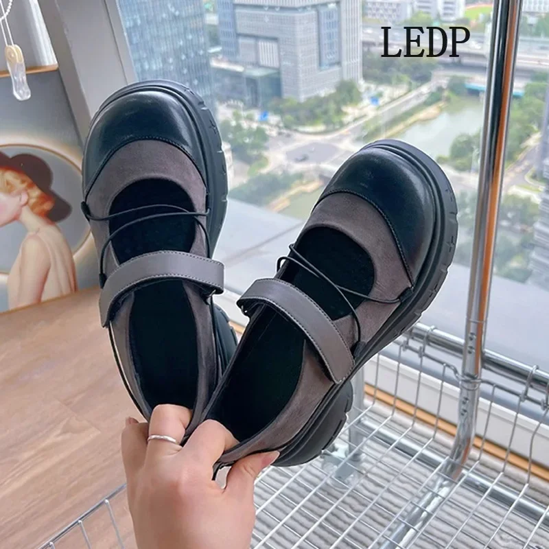 LEDP Brand Mary Jane Shoes Women 2024 Autumn New Fashion Single Shoes Women Thick Heel Small Leather Shoes All Match