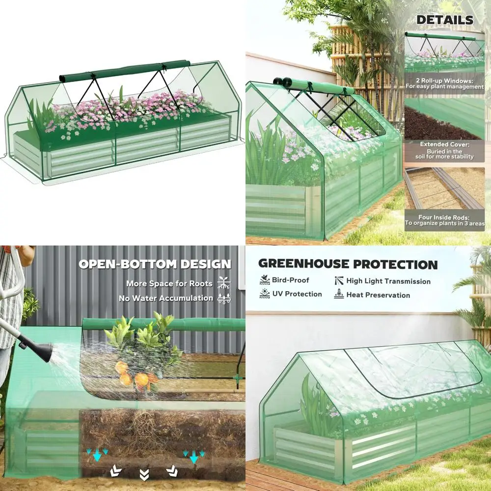 

Galvanized Mini Greenhouse Garden Bed, 8.6ft x 3ft x 1ft for Growing Herbs and Vegetables
