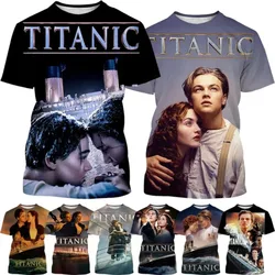 Herren Titanic Movie Poster Mode druck Kurzarm T-Shirt klassische Katastrophe und Romantik Film Harajuku Streetwear Top