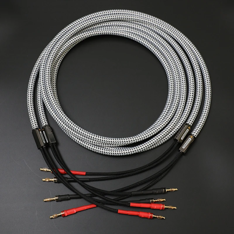 a pair Audiomeca Banana plug hifi speaker cable surround cable speaker power amplifier connection cable