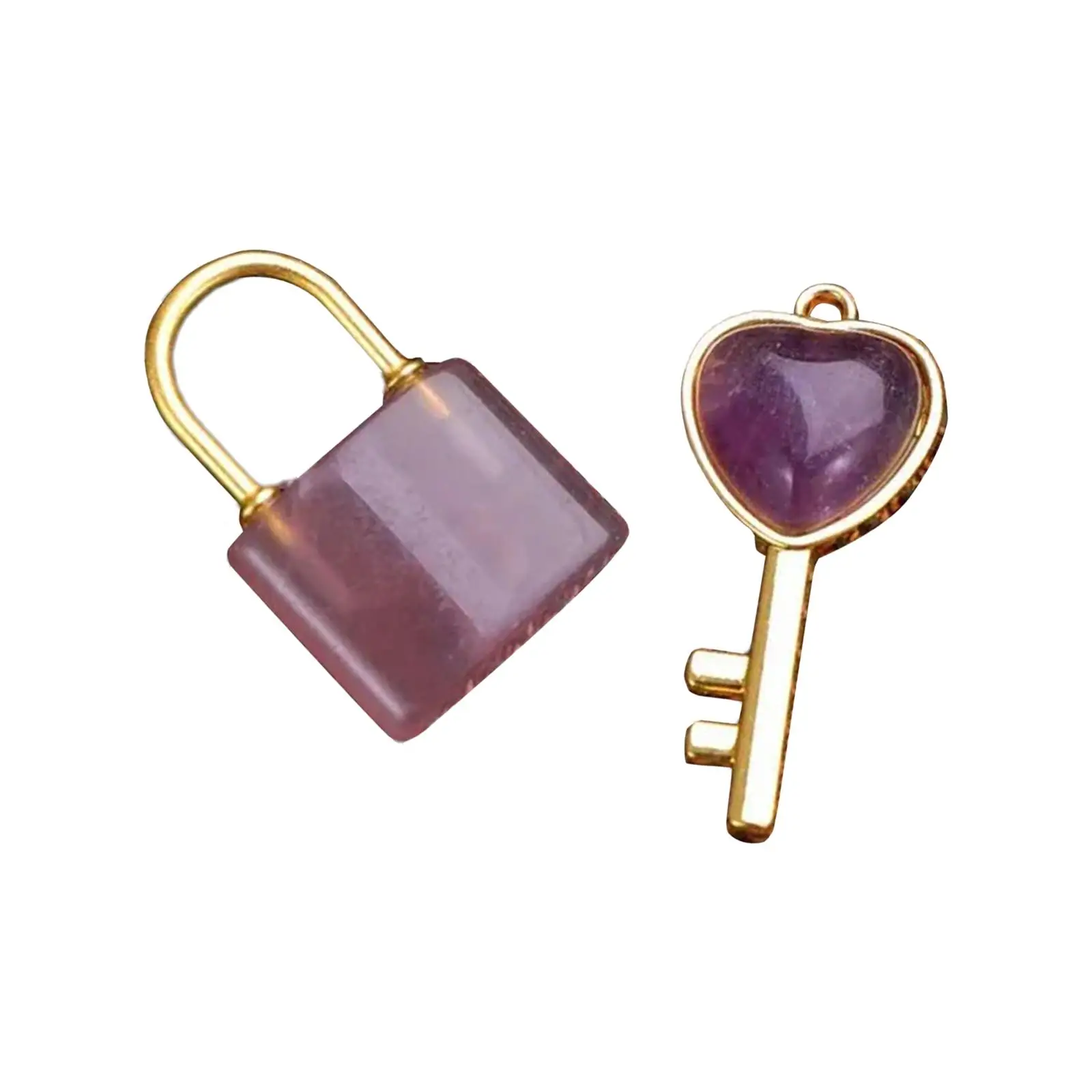 Couple Key Necklace Pendant Set Stone Lock Creative Matching Couples Necklace Heart Shaped Key for Party Anniversary Gift
