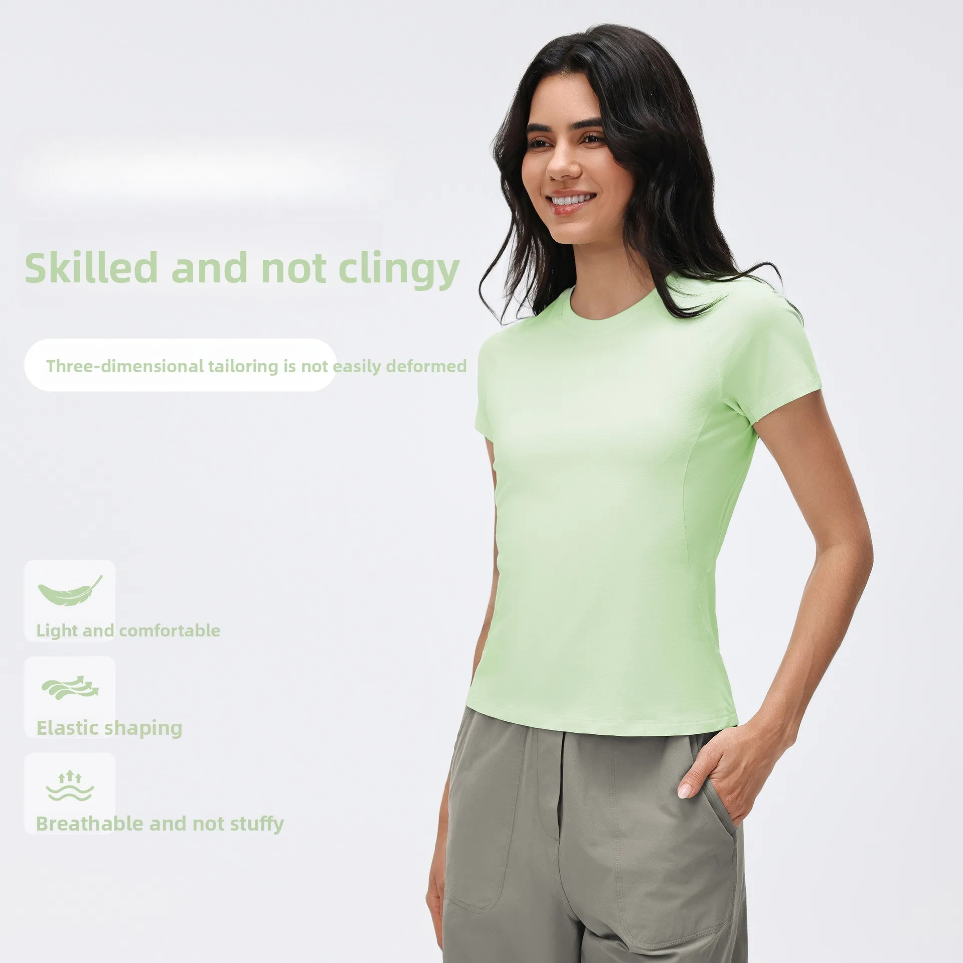 Women's Summer round Neck Short Sleeve Running T-shirt Quick Drying Breathable Slim Fit Sports Top