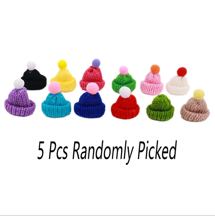 5PCS Randomly Picked Doll clothing accessories, multi-color knitted accessories, knitted hats for Blyth 30cm Doll BJD Doll