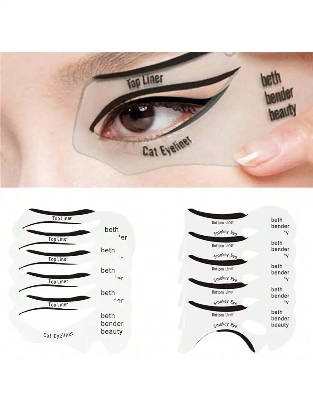 Valentine's Day, 10pcs Cat Eye Line Eyelash Baffle Aid Tool Grooming Thrush Thrush Card Eyebrow Card One Line Set Eyebrow Set