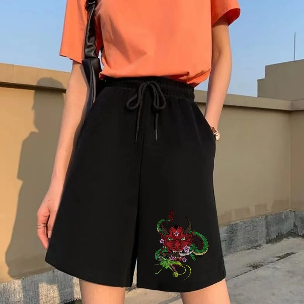 Vrouwen Casual Shorts Straat Cropped Broek Grappige Samurai Print Serie Vrouwen Harajuku Mode Sport Shorts Koreaanse Streetwear