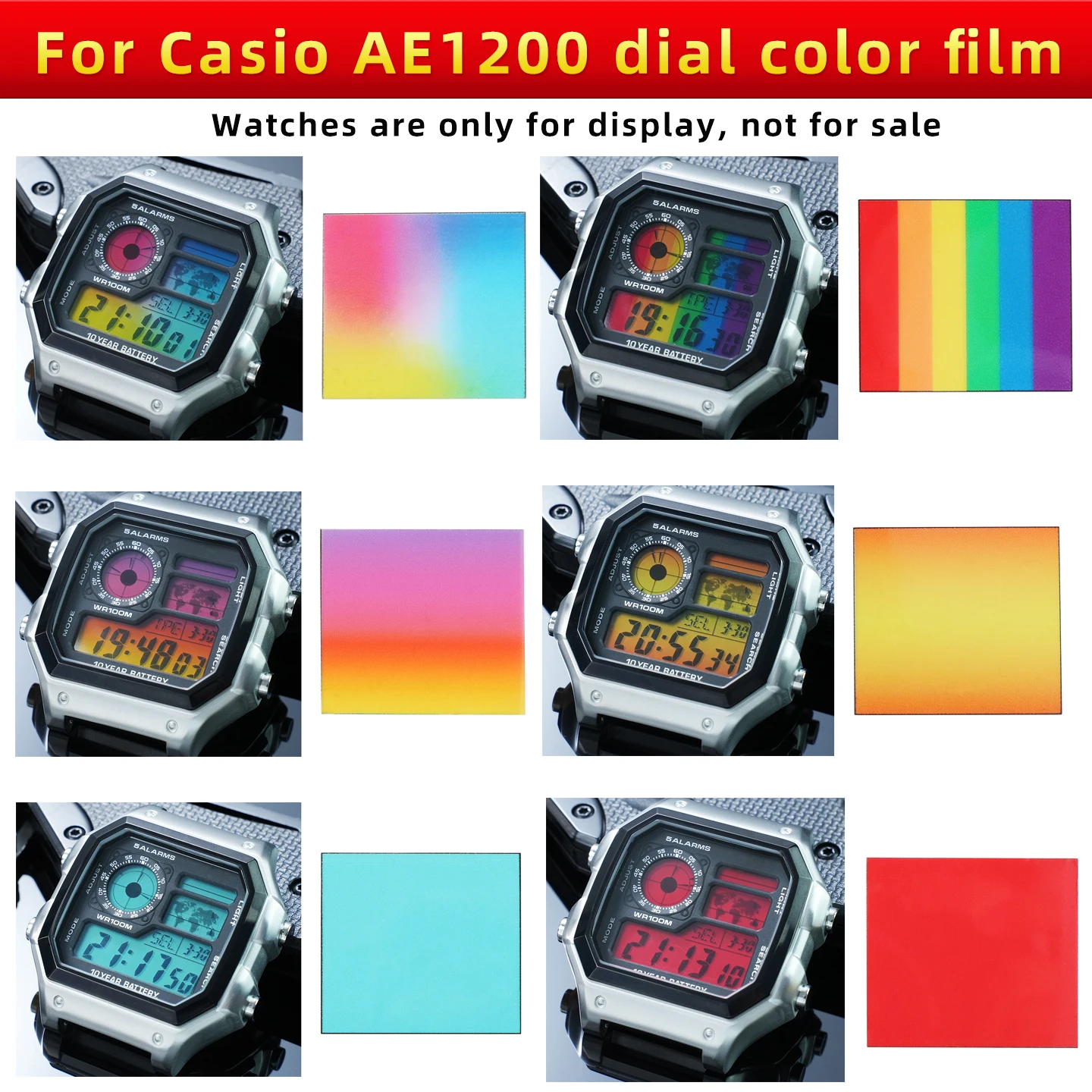 AE1200 High-Quality Watch Dial Upgrade Kit For Casio AE-1200 AE-1300, DIY Screen Modification Overlay Sticker Color Display Film