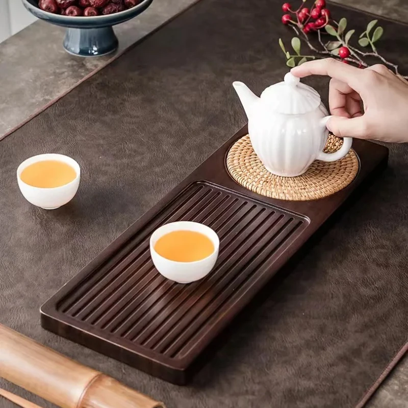 

Чайный поднос из массива бамбукового дерева, портативный коврик из ротанга, прямоугольный сервировочный стол, тарелка для хранения, блюдо для отеля, чайная тарелка, аксессуары, блюдце