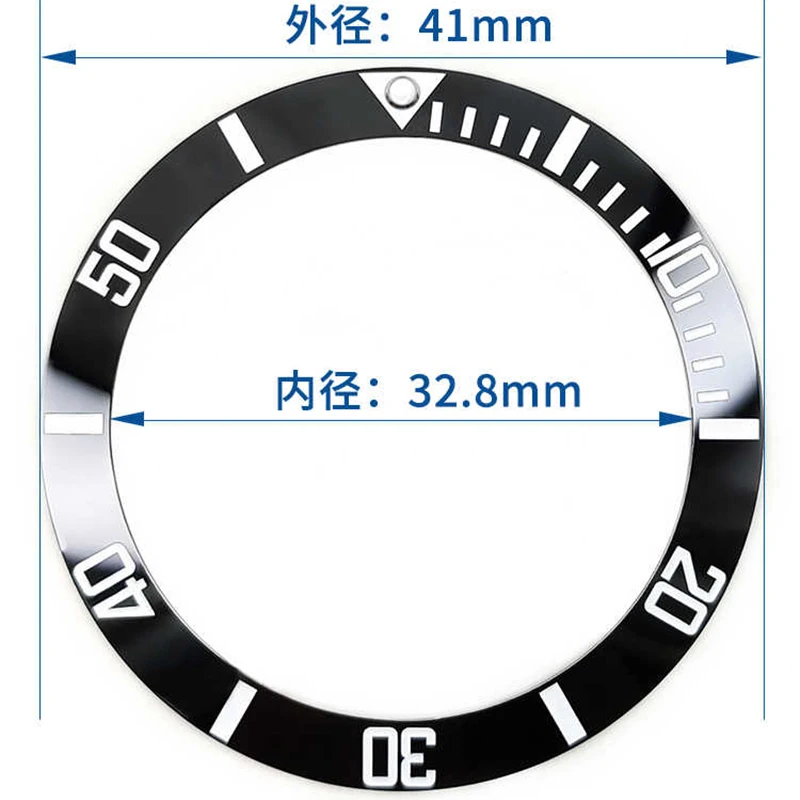 For Casio MDV-106 Swordfish Black Ceramic Watch Ring Green Luminous pip at 12 Sloping Ceramic Bezel Insert Watch part 41x32.8mm