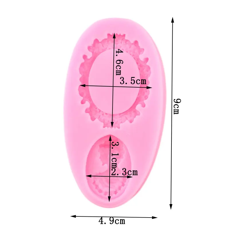 Oval Cameo & Oval Frame Fondant Mold Miniature Frame Silicone Mirror Sugar Fondant Cake Decorating Tools Baking Silicone