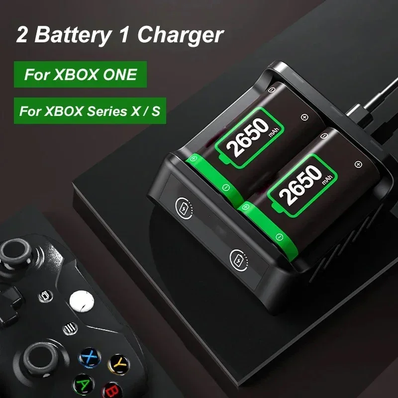 Rechargeable Battery Aolion 2 x2650mAh For Xbox Series X/S/Xbox One S/X Controller Battery For Xbox One + USB-C Battery Charger