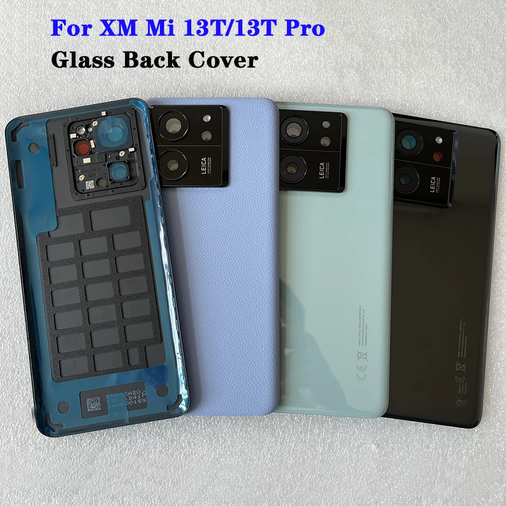 New For Xiaomi Mi 13T Glass Back Battery Cover For Mi 13T Pro Door Housing + Flash Cover + Camera Lens