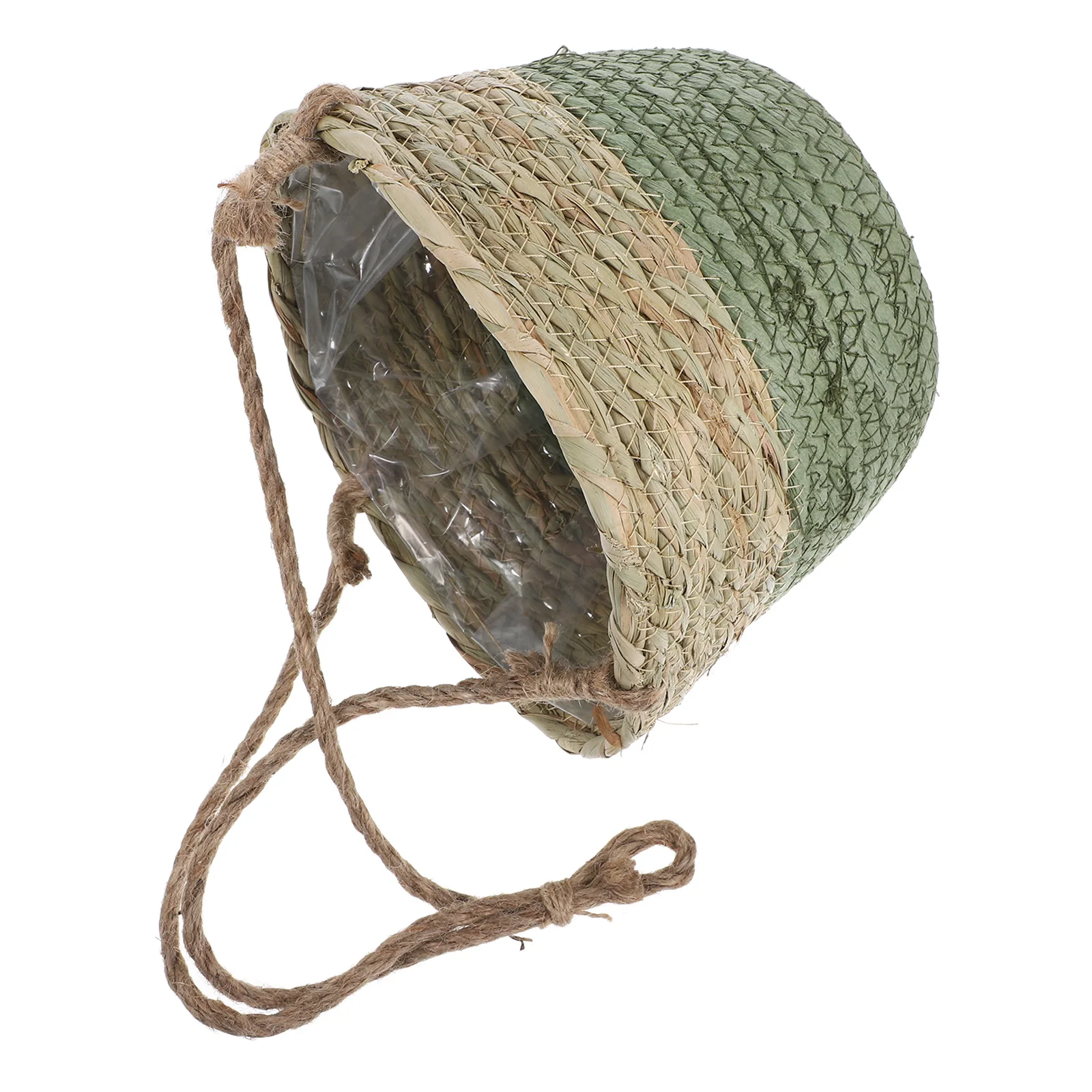 

1pc Rattan Hanging Flower Pot Artificial Cattail Grass Macrame Planters Indoor Straw Hanging Planter Baskets Balcony Decor