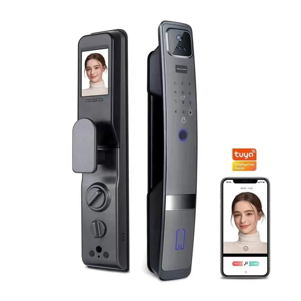 

July008 High Security Fingerprint Recognition Lock With Cat Eye Automatic Face Smart Lock