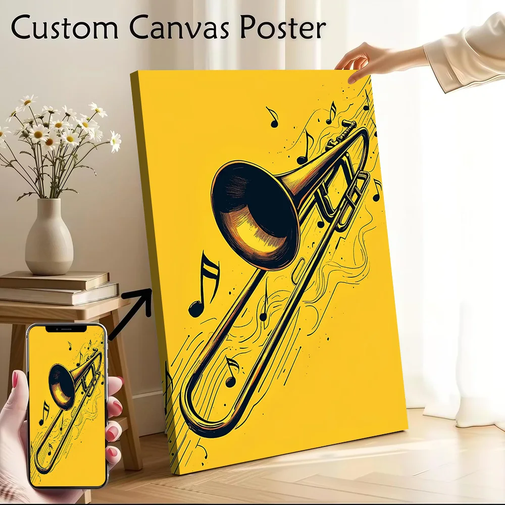 Trombone Music Poster Customizable Printed Canvas Painting for Pictures Wall Art Bedroom Decoration Living Room Home Decorations