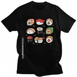 Camisetas de Sushi japonés Kawaii para hombres y mujeres, Camiseta de algodón guapo, camiseta de dibujos animados Mend, camisetas de Manga de Anime, ropa holgada