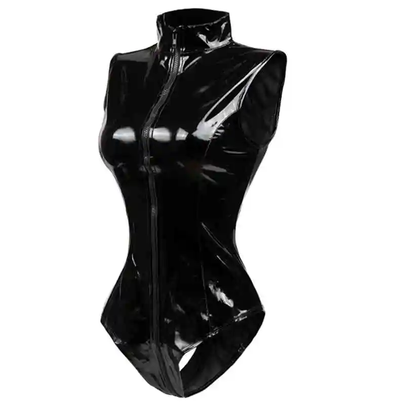 

Tight Svel Patent Leather Jumpsuit Women's Street Sle Diamond Embellied mid Waist ort Pants Polyester Spring