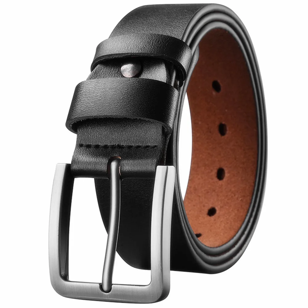 New Business Leisure Men's Alloy Square Pin Buckle Belts Male Famous Brand Luxury Designer Leather Jeans Belts for Men