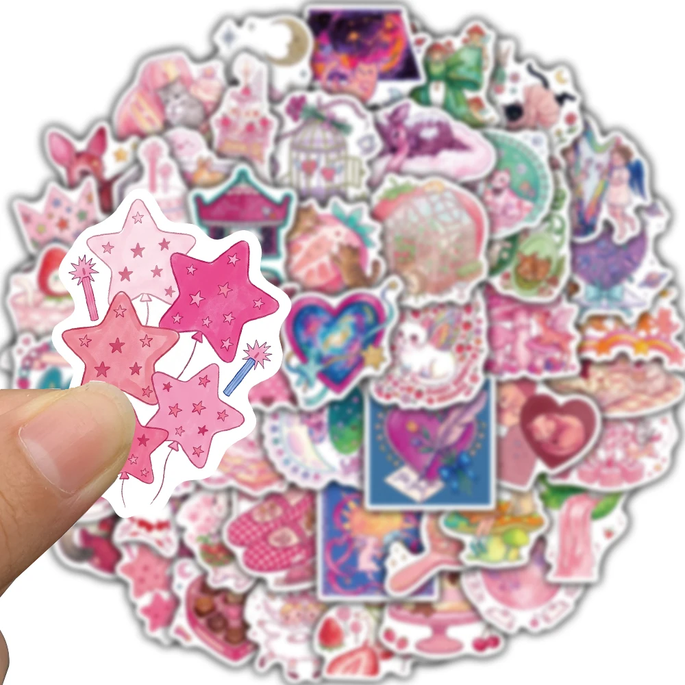 50PCS Fairy Tale In Pastel Colors Stickers Coffee Graffiti Phone Decor Decorative Laptop Guitar Fridge Gift Waterproof Sticker