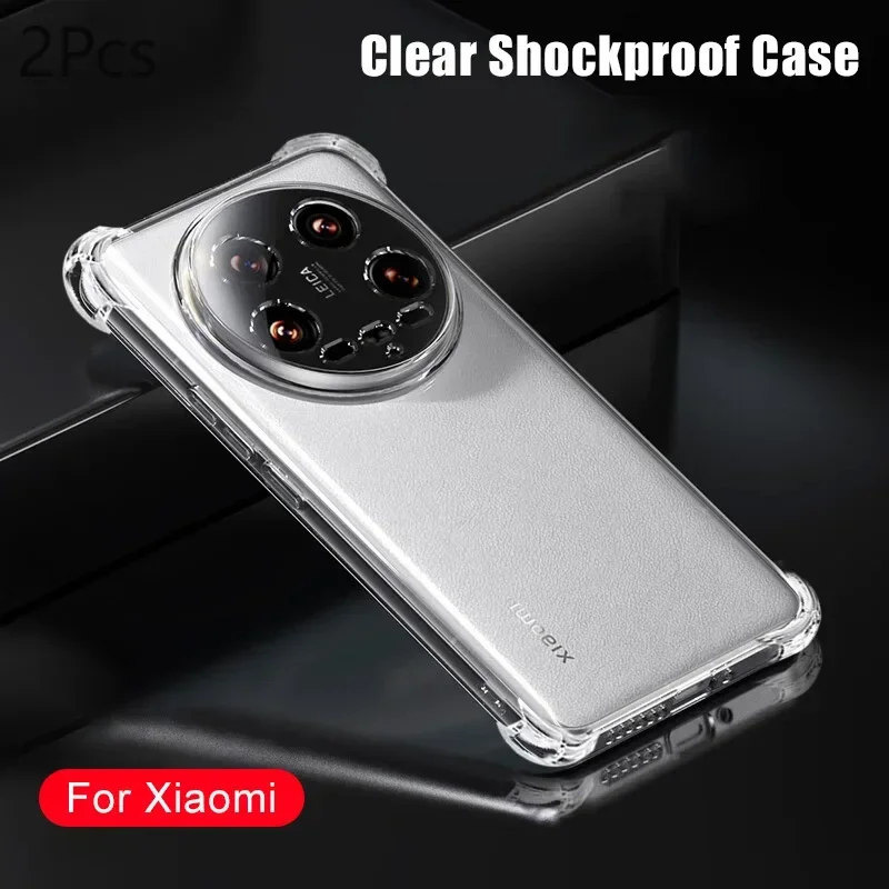

2pcs Shockproof Clear Silicone Phone Case For Xiaomi Mi 14 Ultra 13 13T 12T Pro 12 11 12S Lite Airbag Bumper Transparent Soft Co