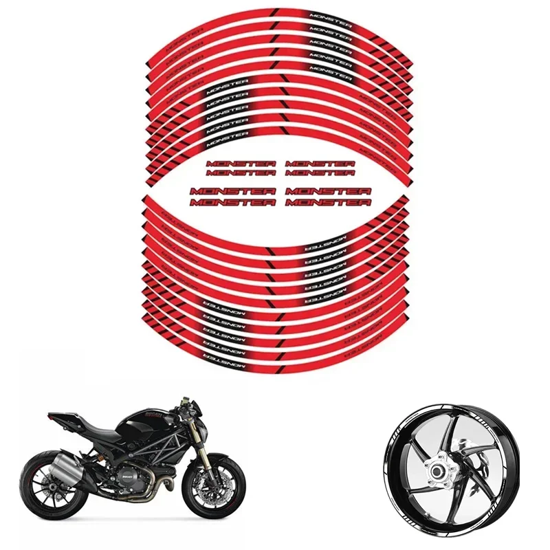 For DUCATI MONSTER 600 620 696 750 900 937 1100 Motorcycle Parts Contour Wheel Decoration Decal Sticker - C