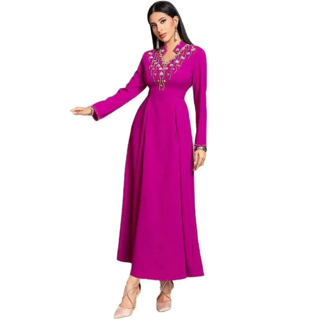 Ba5250 arabe dubaï industrie lourde cousu à la main perlée Robe brodée Robe de soirée Robe Abaya Ramadan dubaï luxe Islam élégant