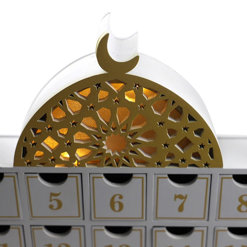 Ramadan Wooden Countdown Calendar Advent Calendar Wooden Drawer Ramadan Ornament Decoration for Home Party