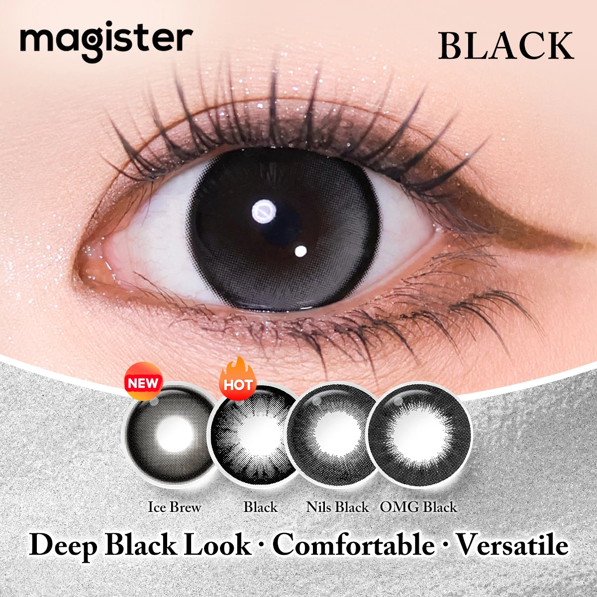 (0.00~-6.00) MAGITSER 14.0/14.2/14.5mm Black Series Farbige Kontaktlinsen zur Abdeckung der Original-Augenfarbe, Myopie-Kontaktlinsen, 6 Monate