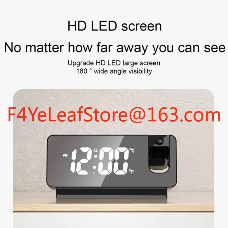 Adjustable Digital Display Bedside Alarm Clock With Time Projector Light Different Color Digital Display Words