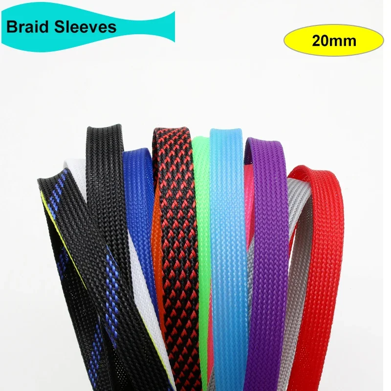 

1~50M 20mm PET Expandable Cable Sleeve Tight Braided High Density Wire Line Protector Cable Wrap Gland Sheath Braid For Wires