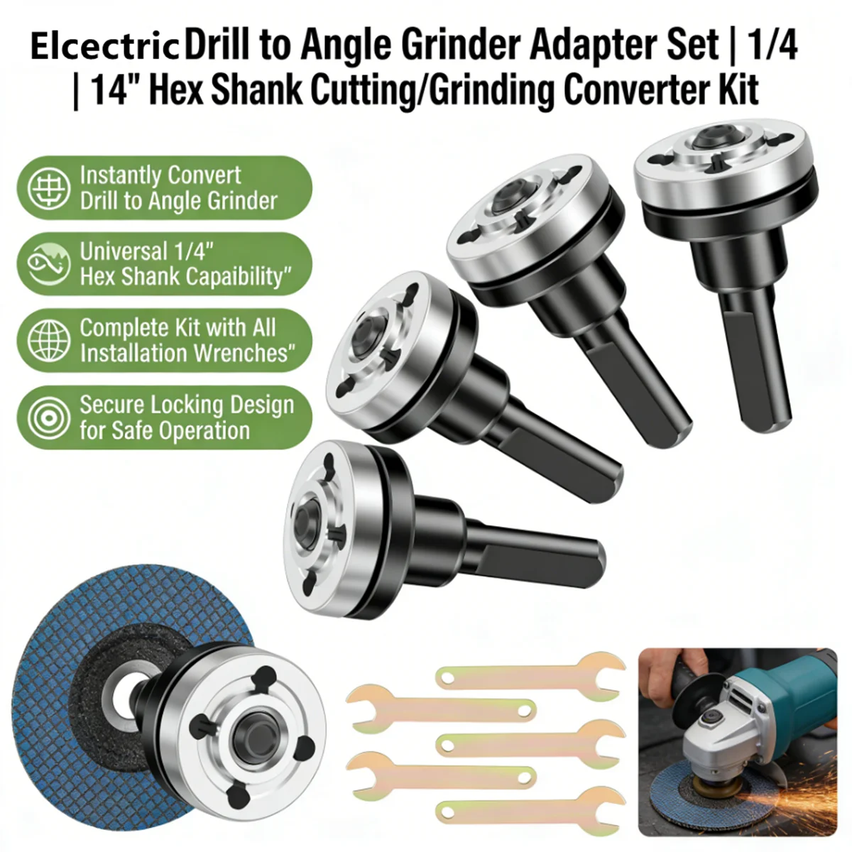 

Drill Adapter Universal Drill Adapter with Flange Nut PartsKit for Cutting Disc Polishing Wheel Metals Handle Holder Adapter