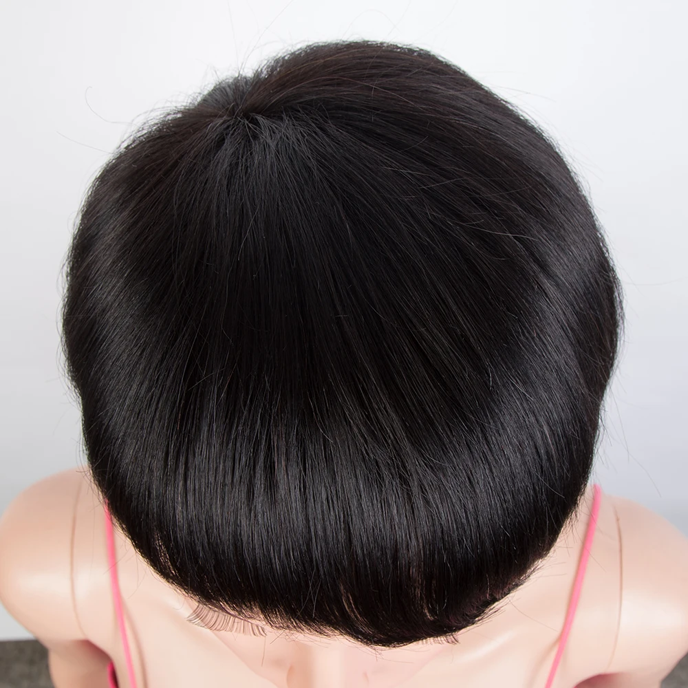 باروكات شعر بشري قصيرة بوب مع الانفجارات قطع عابث شعر مستعار قصير بوب شعر برازيلي مستقيم مصنوع آليًا شعر مستعار للنساء السود شعر مستعار
