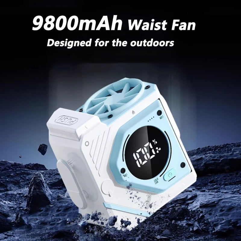 9800Mah Draagbare Tailleventilator Outdoor Camping Fan Vervangbare Batterij Usb Oplaadbare Buitenwerk Tailleventilator