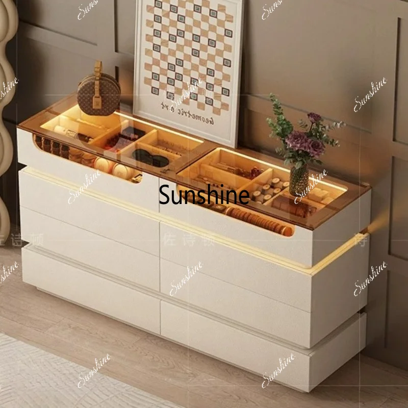 Display White Cabinet Glass French Minimalist Light Cabinet Storage Design Vitrinas Con Puertas De Cristal Home Accessories