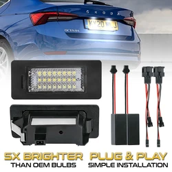 2PCS No Errors 24 SMD LED Number License Plate Light For Skoda Superb Kodiaq Octavia Karoq Rapid Yeti Scout Car Accessories