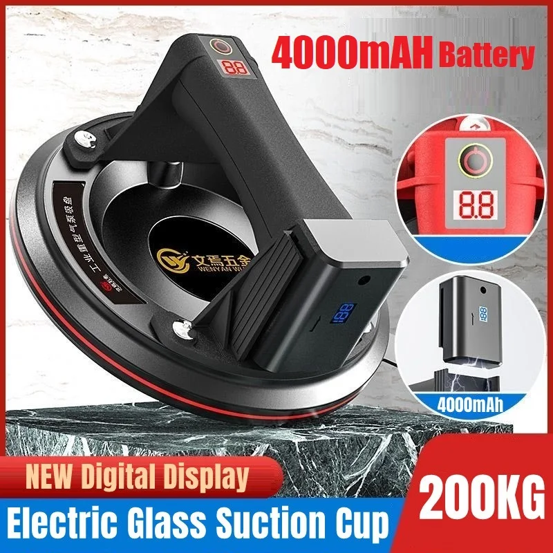 Forte ventosa a vácuo para elevação de vidro, elétrico, resistente, telha levantador, novo, 200kg, 8 polegadas