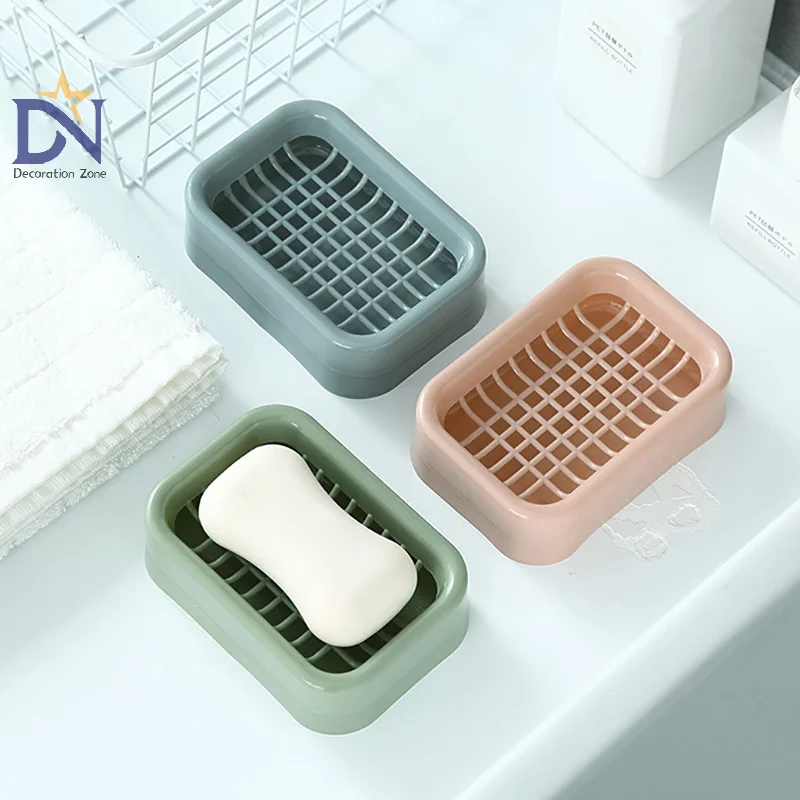 Creative Grid Soap Dish Thickened Double Layer Drain Soap Dish Bathroom Laundry Soap Rack Storage Rack