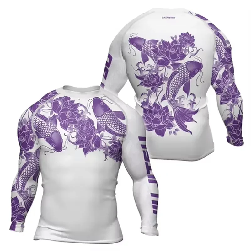 Camiseta de Compresión de Secado Rápido Retro para Hombre con Manga Larga 3D, Camiseta de Entrenamiento de Gimnasio con Protección contra Erupciones Cutáneas para Jiu Jitsu y Fitness con Estampado 3D, Nueva Colección 2026
