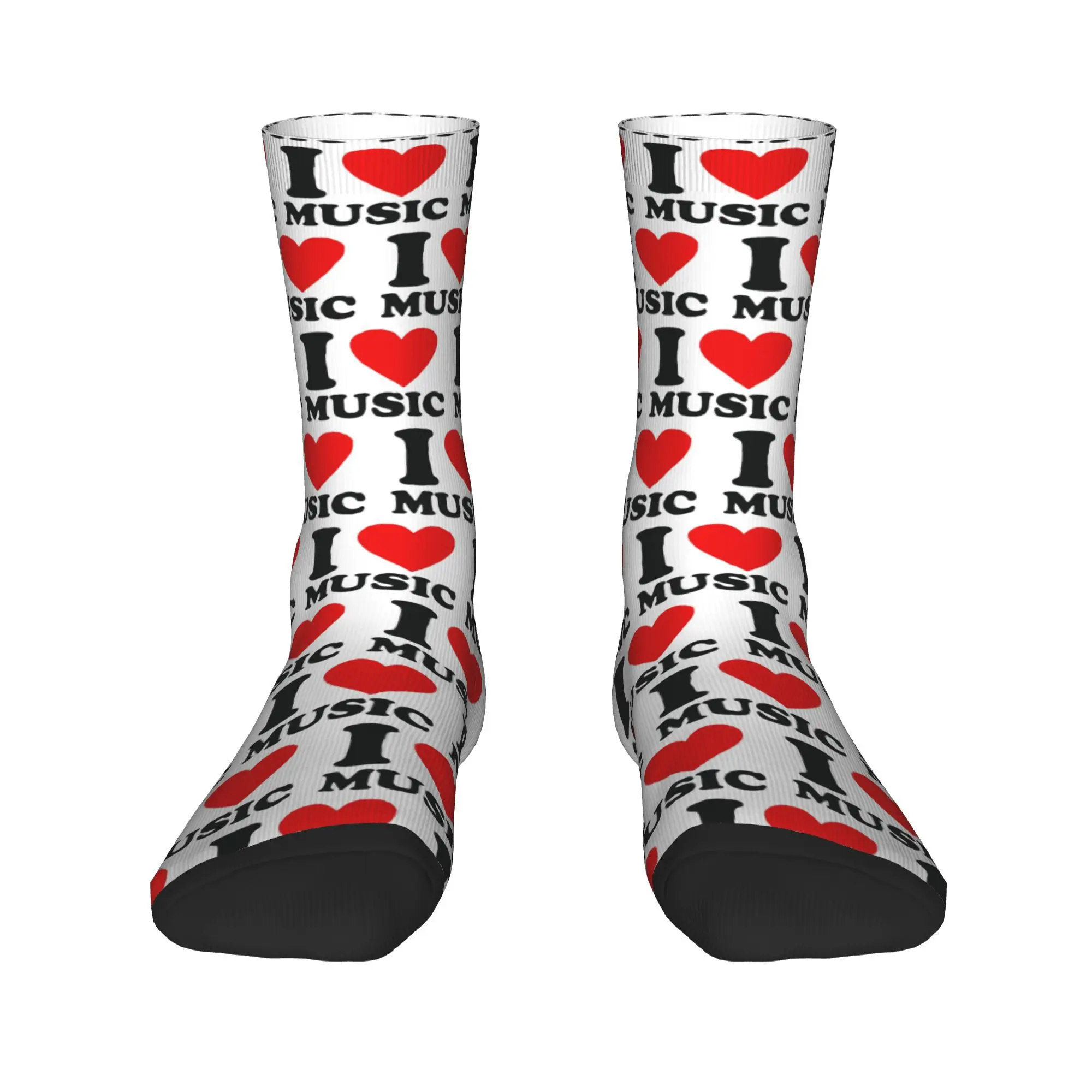 Saya suka musik Kaus Kaki Harajuku Stoking Super Lembut Aksesori Kaus Kaki Panjang Sepanjang Musim untuk Hadiah Natal Pria Wanita