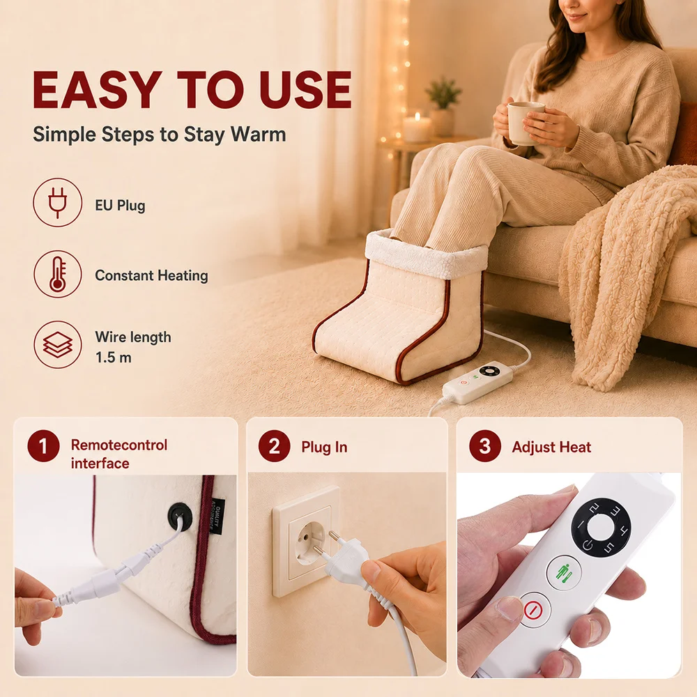 Winter Electric Foot Warmer Heating Pad USB Charging Soft Plush White Foot Warmer Heater Improve Sleeping Household Foot Warming
